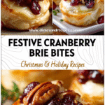 Golden puff pastry filled with melty brie, cranberries, and pecans on a holiday appetizer platter.